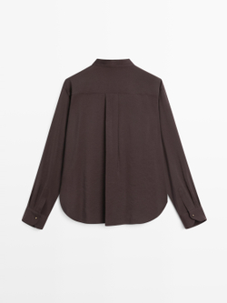 Massimo Dutti Рубашка из струящейся ткани с пуговицами, терракотовый