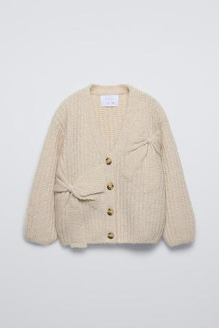 ZARA КАРДИГАН С БАНТАМИ, РЫЖЕВАТО-КОРИЧНЕВЫЙ