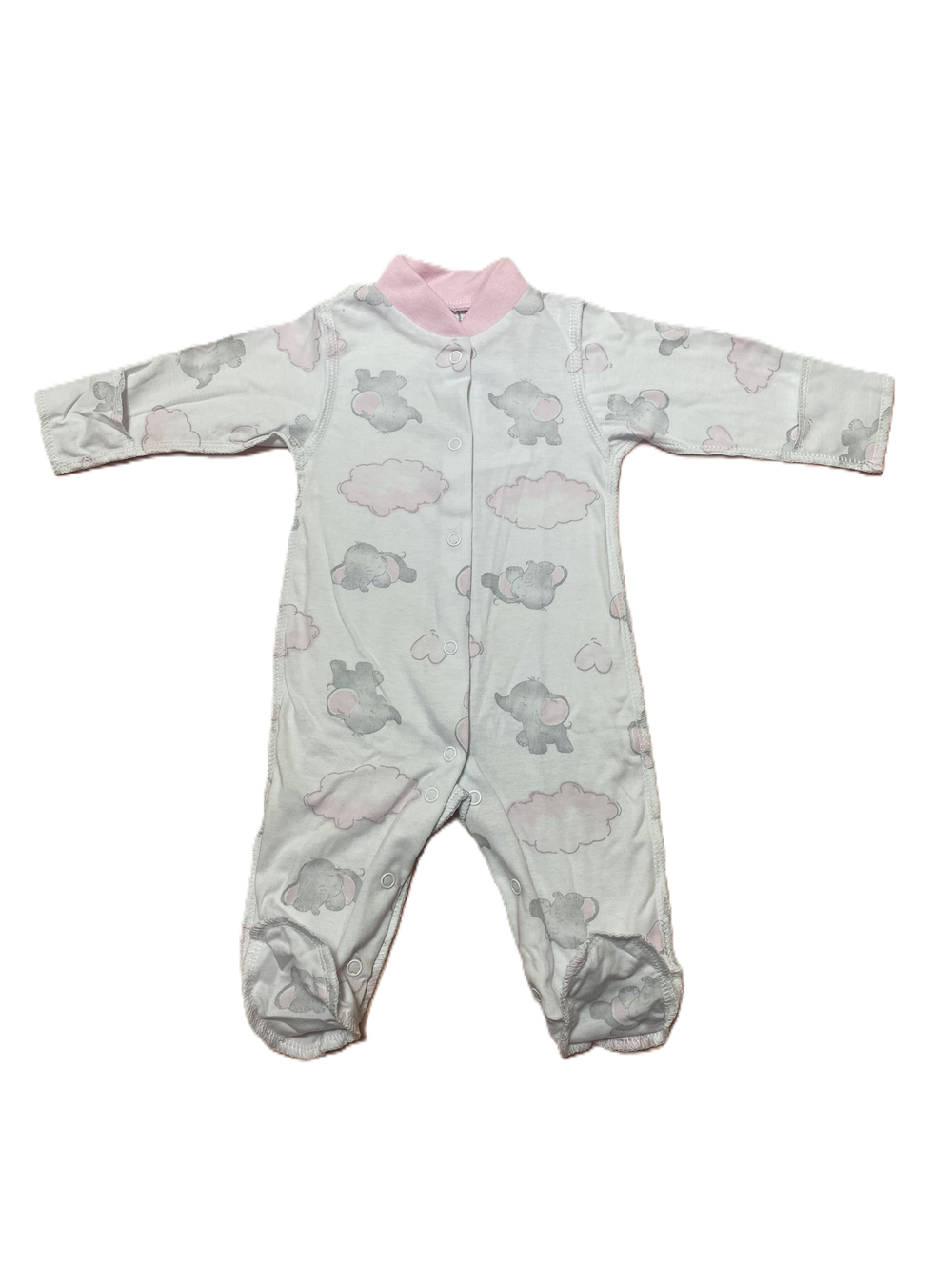 Комбинезон с закрытой ножкой на кнопках из кулирки (100% хлопок) с антицарапками и швами наружу на рост 62 см