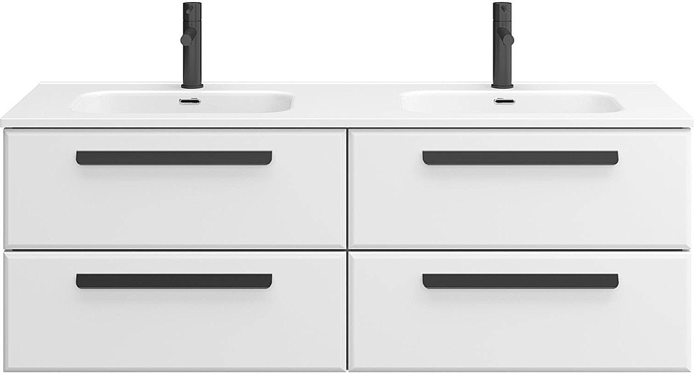 Тумба с раковиной Cezares ECO-CER-N 140 ECO-CER-N-1400-4C-SO-2-BL белая глянцевая