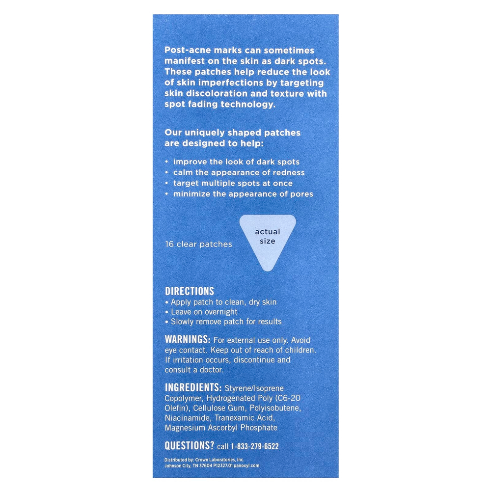 PanOxyl, Осветляющие патчи после ухода Blemish, 16 прозрачных патчей