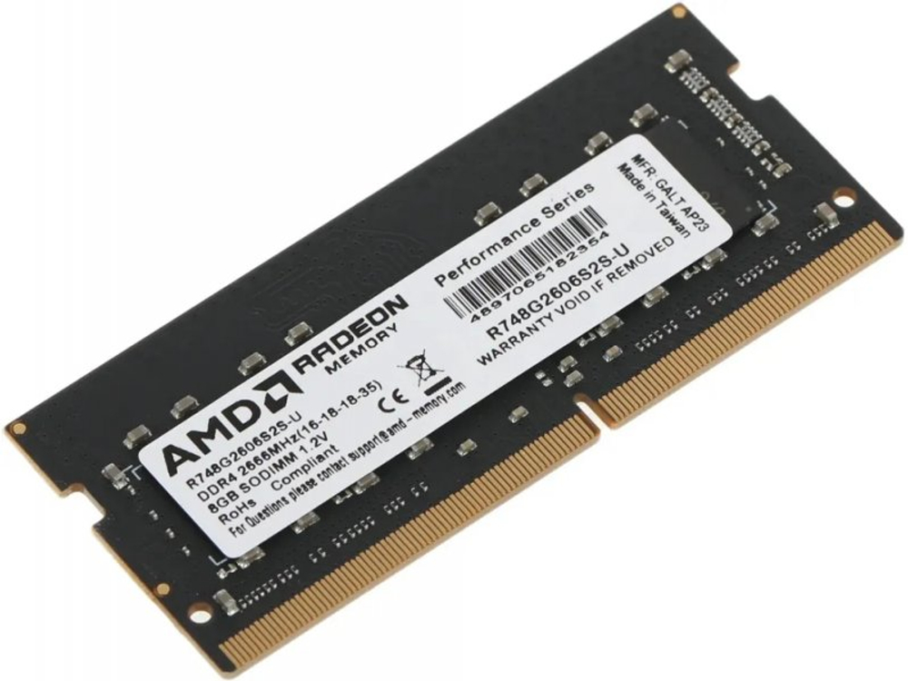 Оперативная память AMD Radeon R7 Performance R748G2606S2S-U, DDR4 1х 8ГБ 2666 МГц, SODIMM, RTL