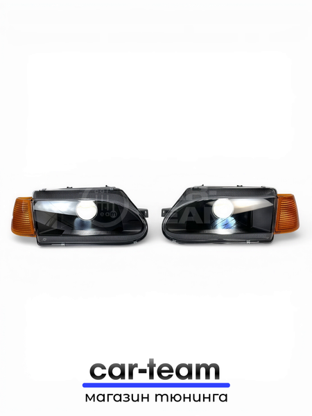 Фары на ВАЗ 2113, 2114, 2115 передние с Bi LED модулями 3.0 дюйма, желтые поворотники (под ключ)