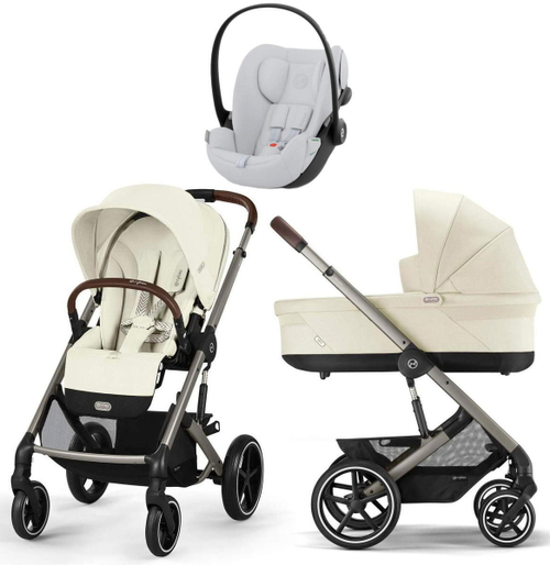 Коляска Cybex Balios S Lux TPE 2025 Cloud G i-Size Fog Grey 3 в 1 Seashell Beige с дождевиками
