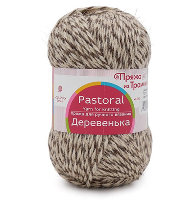 Пряжа "Деревенька", 100% Шерсть, 100гр, 170 м, серо-бежевый