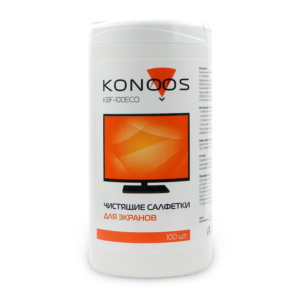 Салфетки для Мониторов Konoos KBF-100ECO (туба 100шт)