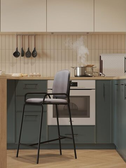 Стул полубарный LATITUDE Ror, 2 Frame, велюр, черный/серый