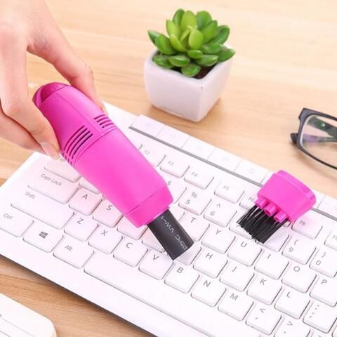 Мини пылесос для клавиатуры от USB, цвет розовый