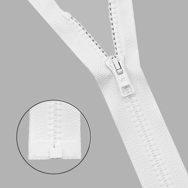 Молния трактор Arta Т6 (6 мм) 1 зам., разъем., 75 см, цв. 001 белый, уп.5 шт