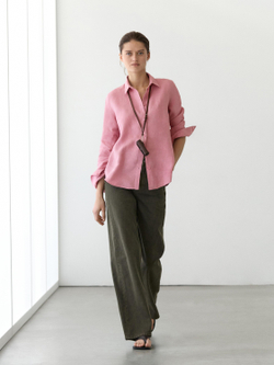 Massimo Dutti Свободная рубашка из 100% льна, цвет глины