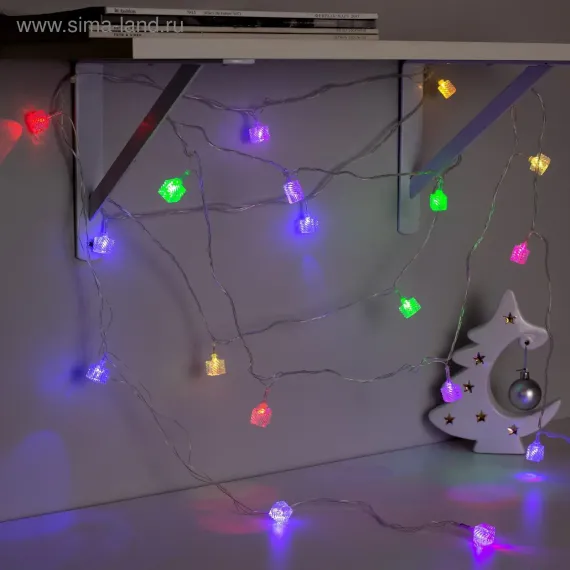 Гирлянда Кубики тающие 5 м., IP20, 20 LED, свечение мульти (RG/RB), мигание, 220 В, Luazon Lighting (1080395)