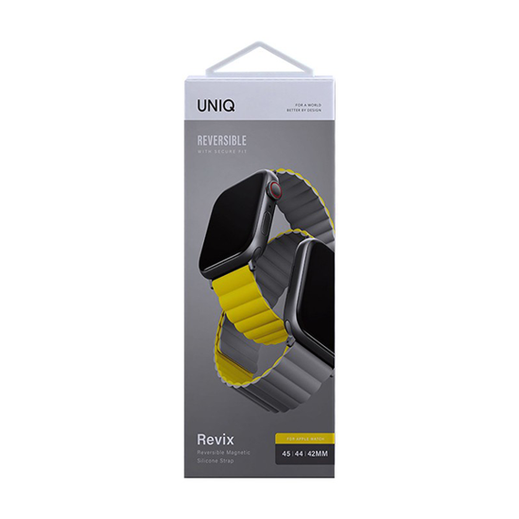 Ремешок Uniq Revix reversible Magnetic для Apple Watch 42-44-45 мм (45MM-REVMUSKAK), Mustard/Khaki