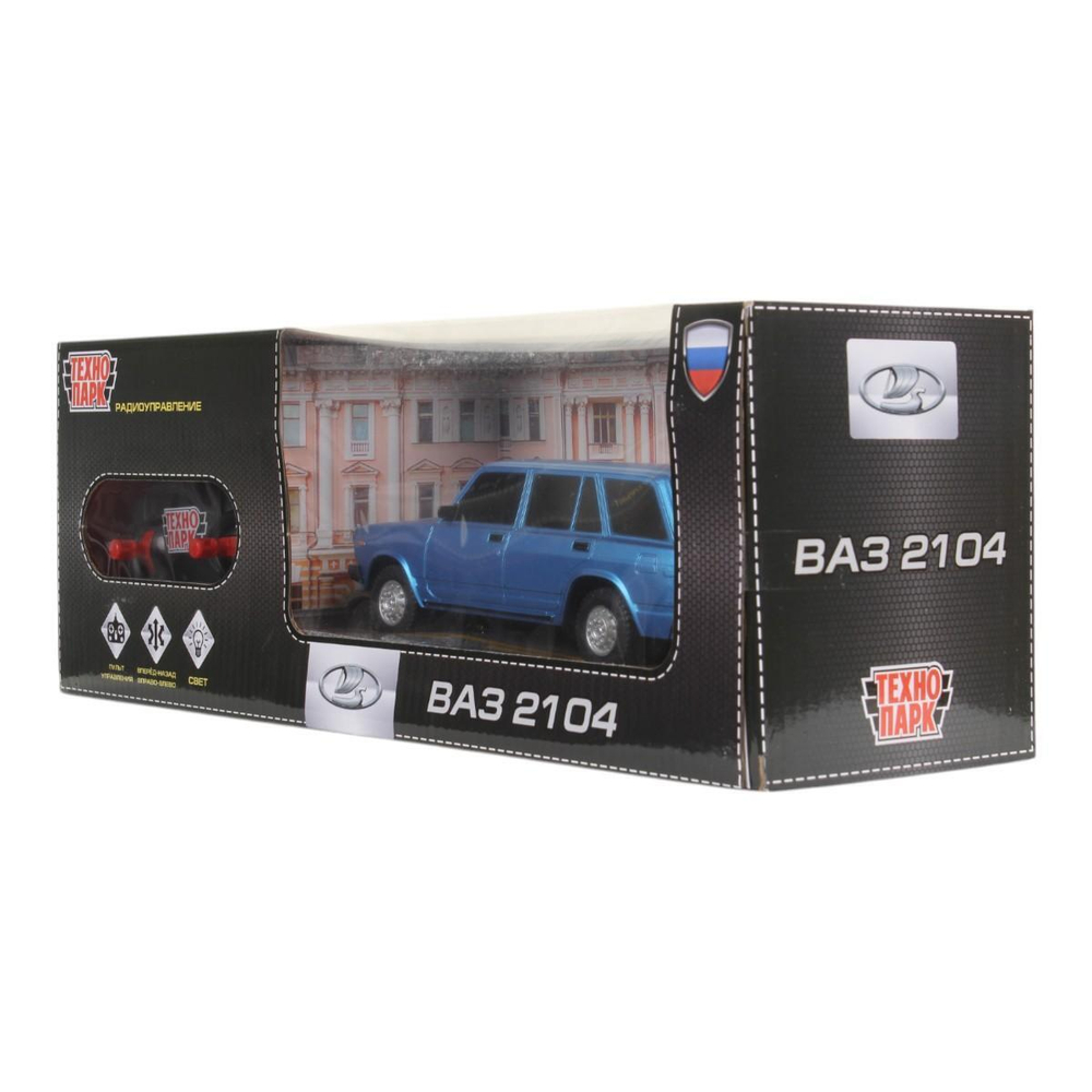 Модель пласт. на РУ "Lada Ваз-2104" 18см. свет, синий, в коробка 2104-18L-BU (Технопарк)