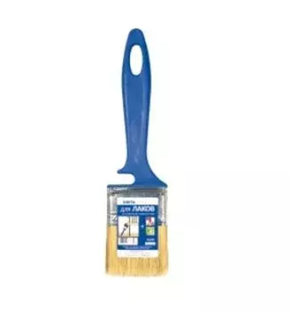 Кисть плоская Лаки 35*10 пласт.ручка,светл.иск.щетина  АКОР
