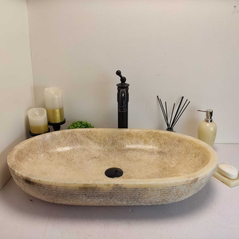 Раковина из оникса Oval Yellow Marmo OO-60659 70*40*13