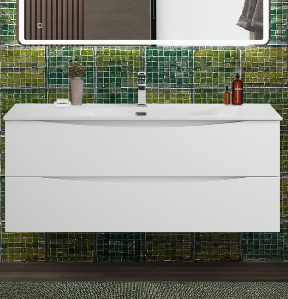 Тумба с раковиной подвесная BelBagno MARINO-CER-N-1200-2C-SO-BO-P Bianco Opaco, раковина белая BB-8099-120