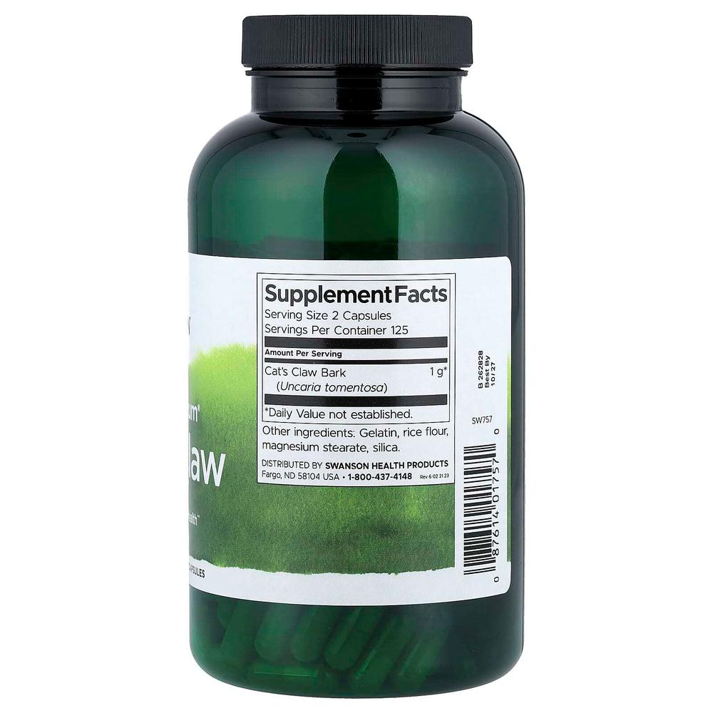 Swanson, кошачий коготь Full Spectrum®, 250 капсул (500 мг в 1 капсуле)