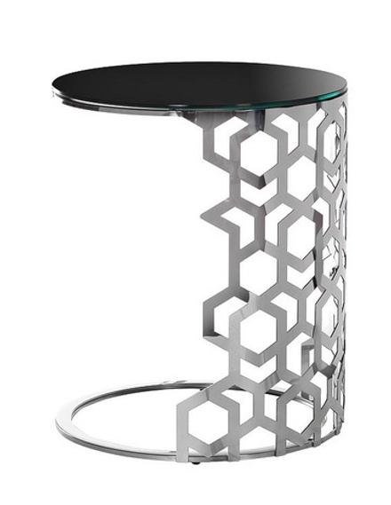 13RXET3043-SILVER Стол приставной стекло черн./серебро d50*60см