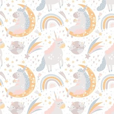 Волшебные единорожки на белом фоне