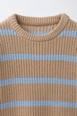 ZARA СВИТЕР В ПОЛОСКУ, СВЕТЛО-БЕЖЕВЫЙ