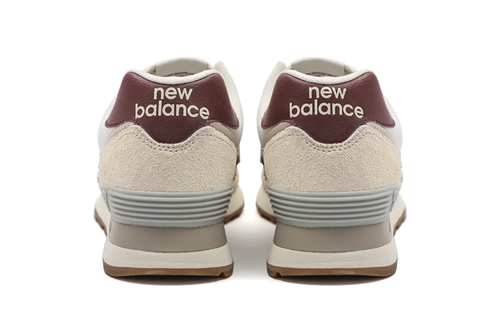 New Balance NB 574 retro cow split leather fabric shock absorption and wear-resistant lightweight mid-top casual running shoes women's off-white