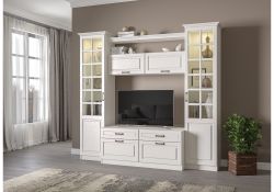 Витрина Ливерпуль белый / ясень ваниль