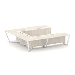 Steel Meet Стол переговорный П-образный KMK-PR.B.SP-11P Денвер Светлый/Ваниль Глянец/Металл Белый 32