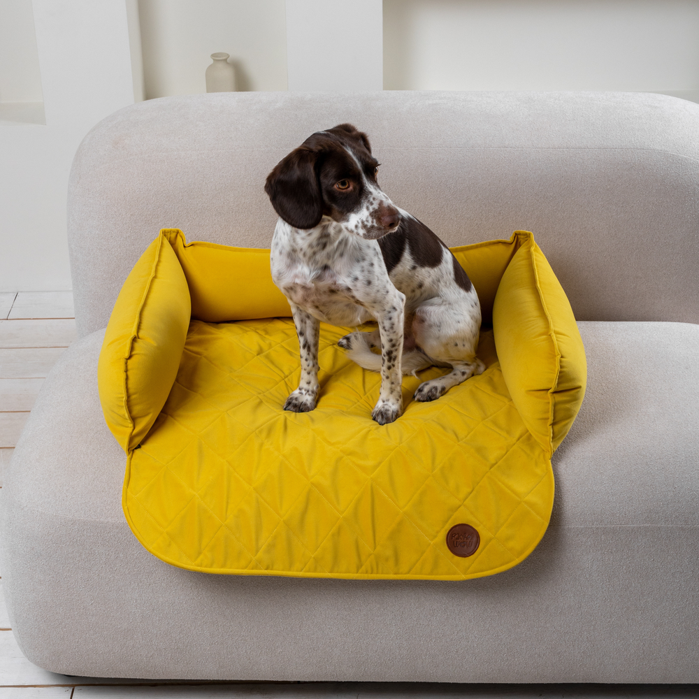 Диванный лежак из микровелюра, желтый 90х60 Rachel WOW