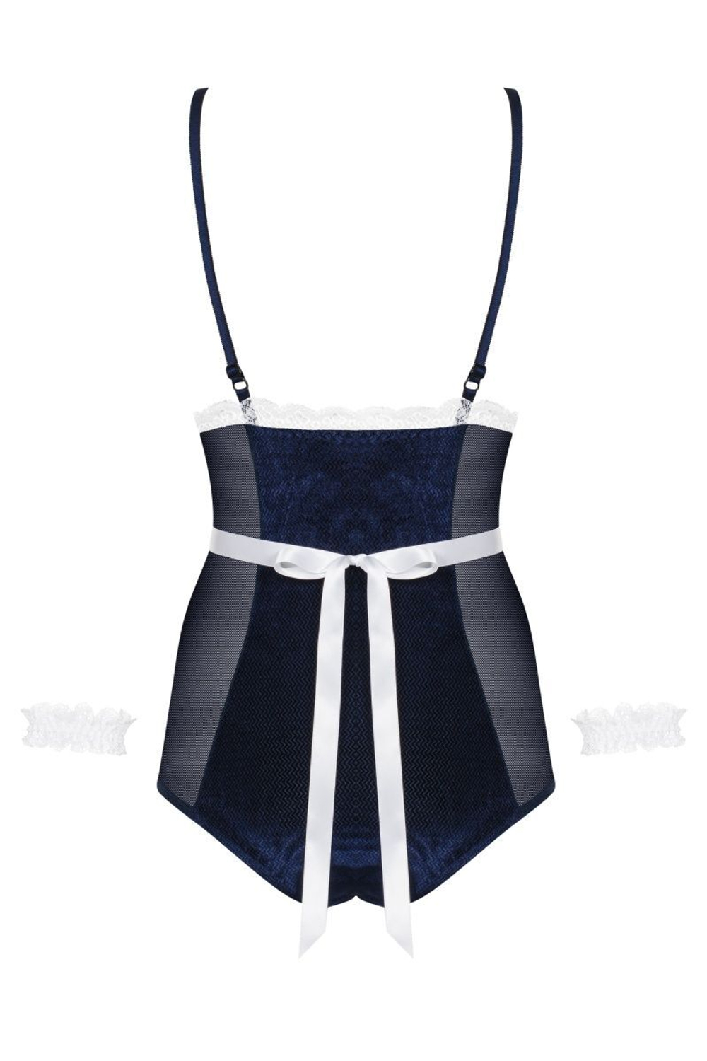 Эротичный комплект горничной Maid (Размер: S-M) (Цвет: синий с белым)