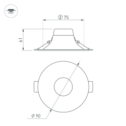 Светильник MS-BLIZZARD-BUILT-R90-6W Warm3000 (WH, 100 deg, 230V) (Arlight, IP20 Металл, 3 года) 036579