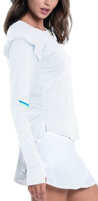 Женская теннисная футболка (dł. Рукава) Lucky in Love Tech Performance Swoop Long Sleeve - белый