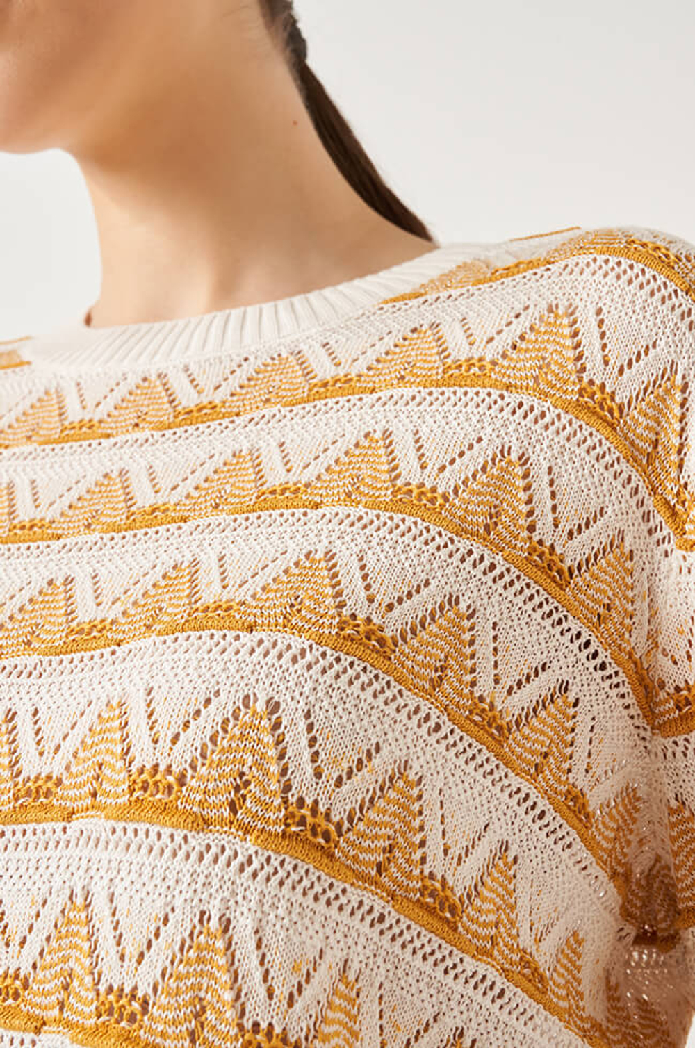 22825 Джемпер женский (горчично-молочный)