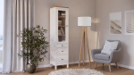 Шкаф-витрина 3 ящика - аналог IKEA HEMNES / ХЕМНЭС/ ХЕМНЕС / КЫМОР / ИКЕА 49х198х37 см, белый/светло-коричневый