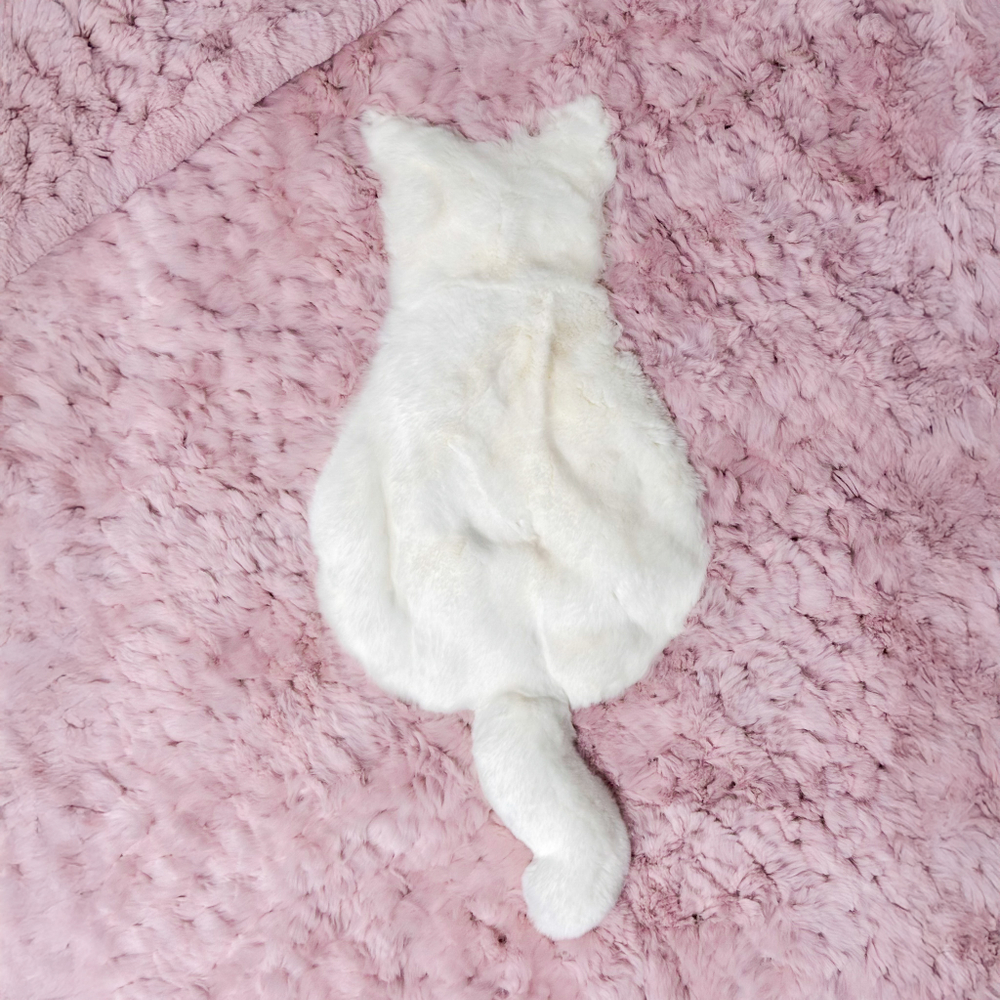 "Вязаный" детский плед из натурального меха рекс "Котик" 120х80 см (розовый)
