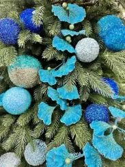 Ветвь Гинго бирюзовая 74 см., 1 шт., Christmas DeLuxe (86688)