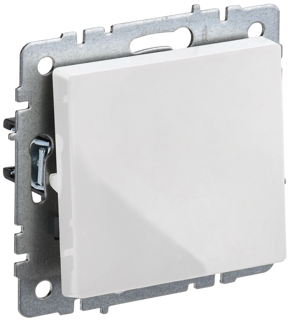 BRITE Выключатель 1-клавишный проходной 10А безвинтовое крепление ВС11-1-6-БрБ белый IEK