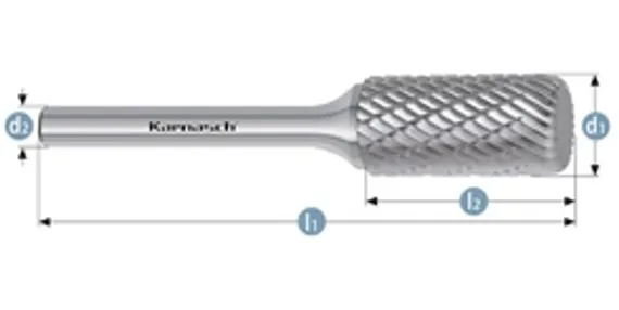 Борфреза твердосплавная Karnasch форма K (зенкер 90°), 3х3х3х38 мм, универсальная насечка HP-3, покрытие Blue-Tec, арт. 11.5111-005