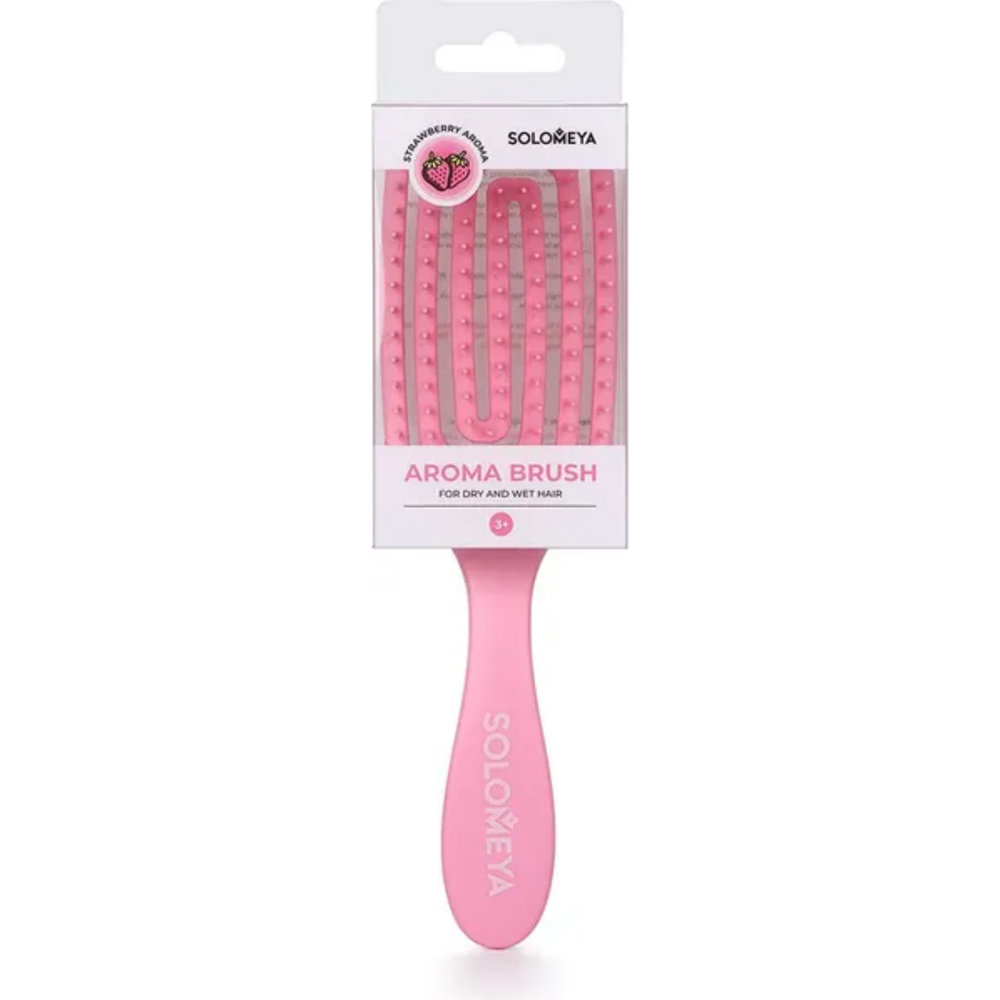 Solomeya Wet Detangler Mini Brush Rectangular Strawberry