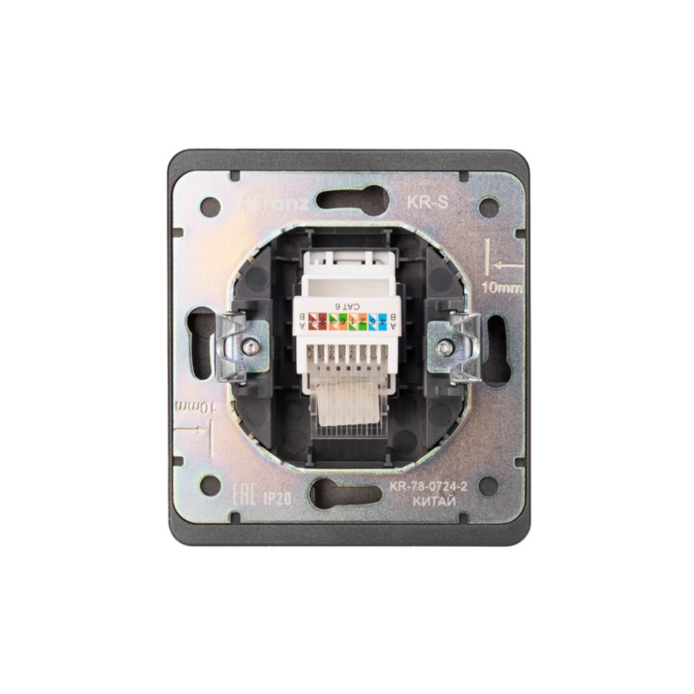 Розетка ROUND компьютерная RJ45 кат6 с/у титан KRANZ
