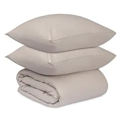 Комплект постельного белья изо льна и хлопка серо-бежевого цвета из коллекции essential, 200х220 см
