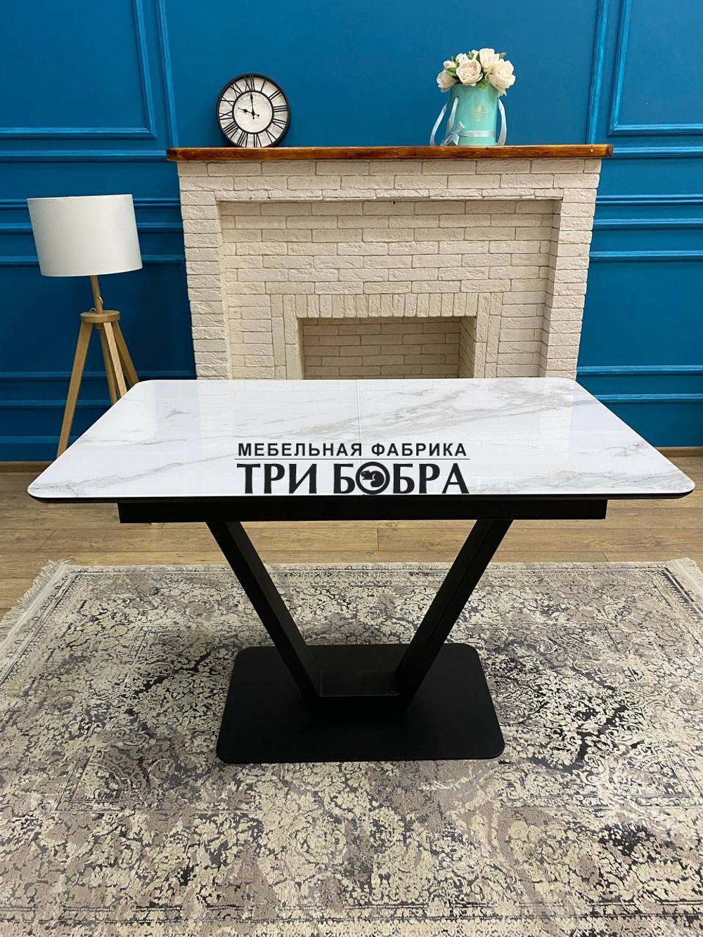 Кухонный раздвижной стол "Леон" итальянский мрамор