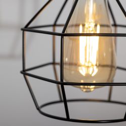 Светильник подвесной ЭРА PL11 BK под лампу E27 высота плафона 220мм подвеса 730мм черный | Подвесы в стиле LOFT