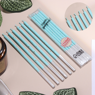 Набор свечей в торт, 6 штук "Исполнение желаний", 15 см, голубой