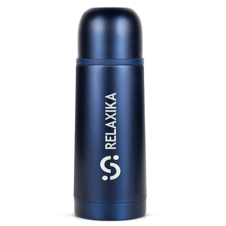 Термос Relaxika 101 (0,35 литра), темно-синий (стикерпак "7 вершин")