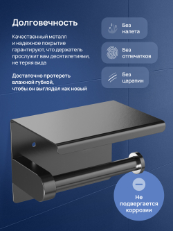 Держатель для туалетной бумаги STWORKI Хельсинки S33345GB настенный, вороненая сталь, с полкой