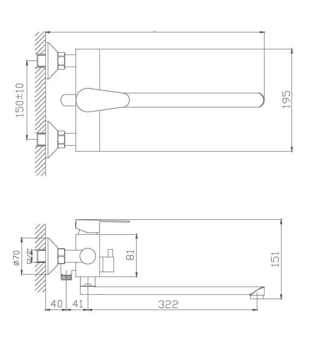 Смеситель для ванны и душа Haiba HB22802 из нержавеющей стали