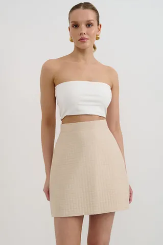 Юбка мини со стежкой бежевого цвета