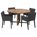 Стол + 4 стула с подлокотниками - MÖRBYLÅNGA / MÅRENÄS IKEA/ МЕРБИЛОНГА/ МАРЕНЭС ИКЕА, 205х95х75 см, темно-серый/коричневый