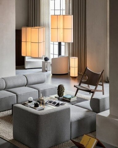 Современные светильники в японском стиле с тканевым абажуром