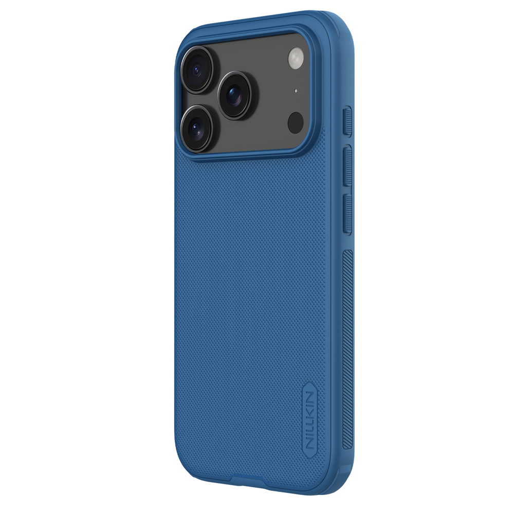 Противоударный чехол синего цвета от Nillkin для смартфона iPhone 17 Pro, серия Super Frosted Shield Pro